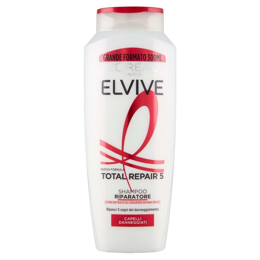 Elvive Total Repair 5 Shampoo Riparatore, per Capelli Danneggiati, 300 ml